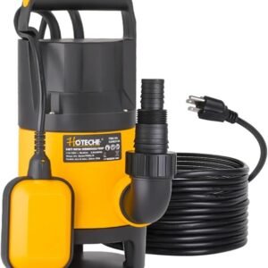 Hoteche Submersible Sump Pump 1/2 HP Portable Utility Thermoplastic Water Pump 2000GPH Heavy Duty High Flow Pump for Basement, Flooding, and Pool Draining