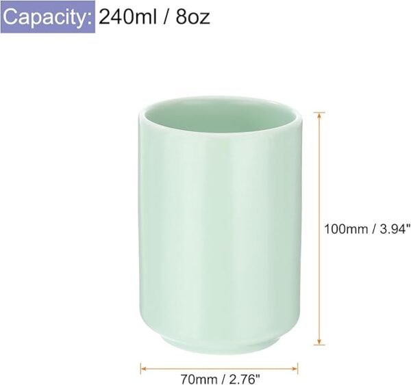 HARFINGTON Japanese Ceramic Tea Cups 8oz / 240ml Simple Solid Color No Handle Ceramic Tea Mugs Matte Glazed Cylindrical Cup for Matcha Tea Wine Green Tea Coffee Drinks - Image 2