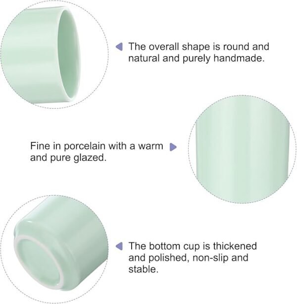 HARFINGTON Japanese Ceramic Tea Cups 8oz / 240ml Simple Solid Color No Handle Ceramic Tea Mugs Matte Glazed Cylindrical Cup for Matcha Tea Wine Green Tea Coffee Drinks - Image 3