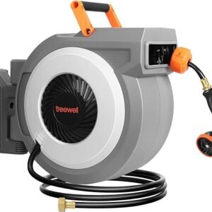 Retractable Garden Hose Reel, 1/2 in x 100ft Wall Mounted Heavy Duty Water Hose Reel