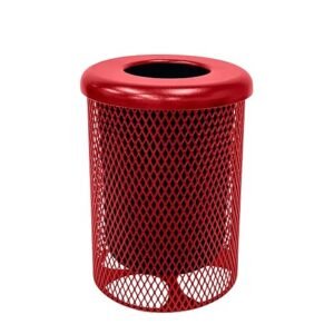 RFT-TXTRED Heavy Duty Round Trash Receptacle with Flat Top