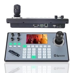 iuZee PTZ Camera Controller 4D Joystick PoE IP PTZ Keyboard Controller 5" LCD Screen Preview for Live Streaming Meeting Church Education, Support VISCA PELCO-P PELCO-D RS422 RS485 RS232 RJ45