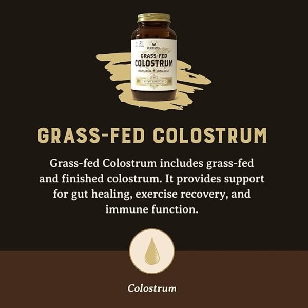 HEART & SOIL Grass-Fed Colostrum – Dietary Supplement for Skin Health & Exercise Recovery-Non-GMO, Allergen-Free Colostrum Supplement for Immune Support, Gut Health, & More - 180 Capsules - Image 3