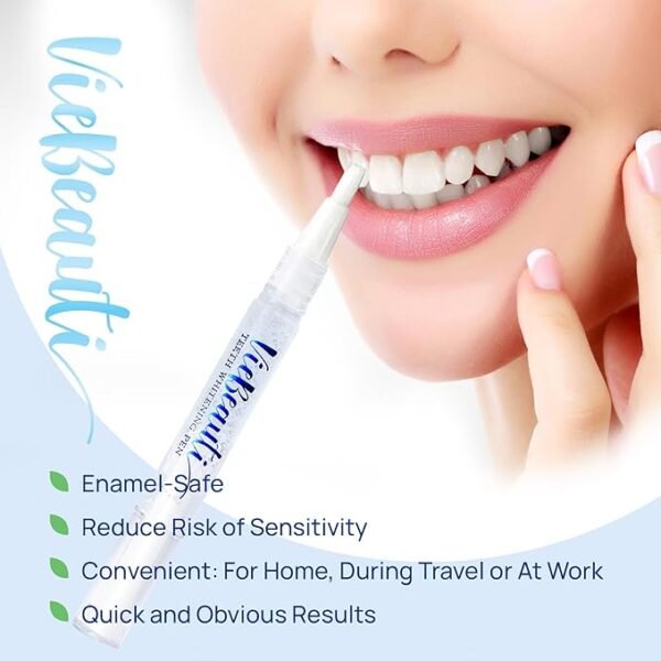 VieBeauti Teeth Whitening Pen (3 Pcs), 30+ Uses, Effective, Painless, No Sensitivity, Travel-Friendly, Easy to Use, Beautiful White Smile, Mint Flavor - Image 4