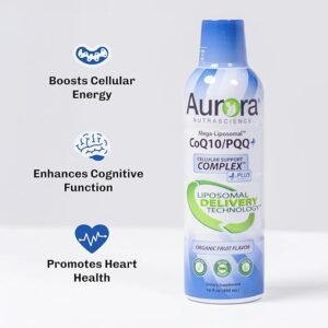 Aurora Nutrascience, Mega-Liposomal CoQ10/PQQ+ Vitamin C, Gluten Free, Non-GMO, Sugar Free, Organic Fruit Flavor, 16 fl oz (480 mL)