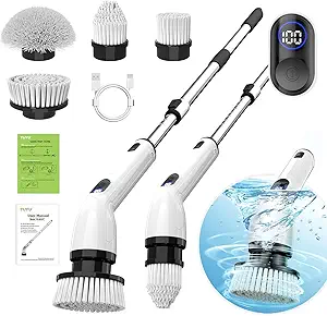 TUYU Electric Spin Scrubber, Full-Body IPX7 Waterproof Bathroom Scrubber with Power LCD Display