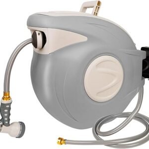 Twinkle Star Retractable Hose Reel, 65.6 FT+6.6 FT 5/8" Garden Hose Reel with 9 Pattern Nozzle