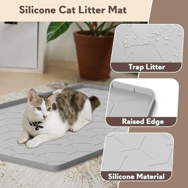Silicone Cat Mat for Litter Box: Large 34" X 22" Cat Litter Mat Litter Trapping Mat - Image 2