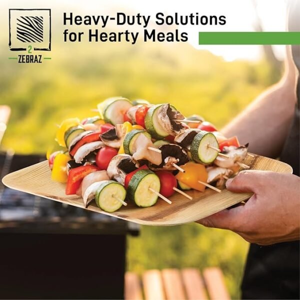 50-Pack Combo - 25 10” & 25 7” Square Palm Leaf Plates - Image 3