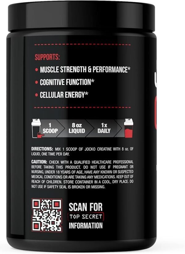 Jocko Fuel Creatine Monohydrate Powder - Creatine for Men & Women, Supplement for Athletic Performance & Muscle Health, 90 Servings 16 oz - Image 4