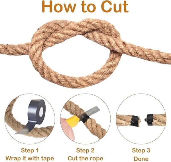 Thick Twisted Manila Ropes 1inchx50ft Natural Jute Rope Heavy Duty Hemp Rope for Swing Bed - Image 4
