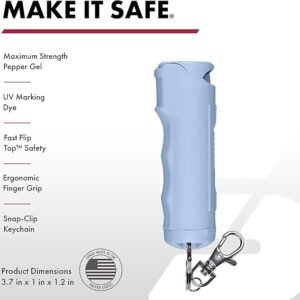SABRE Pepper Gel with Fast Flip Top, Maximum Strength OC Spray, Snap Clip for Easy Carry and Fast Access, Finger Grip for More Accurate and Faster Aim, UV Marking Dye, 0.54 fl oz, Easy to Use Safety