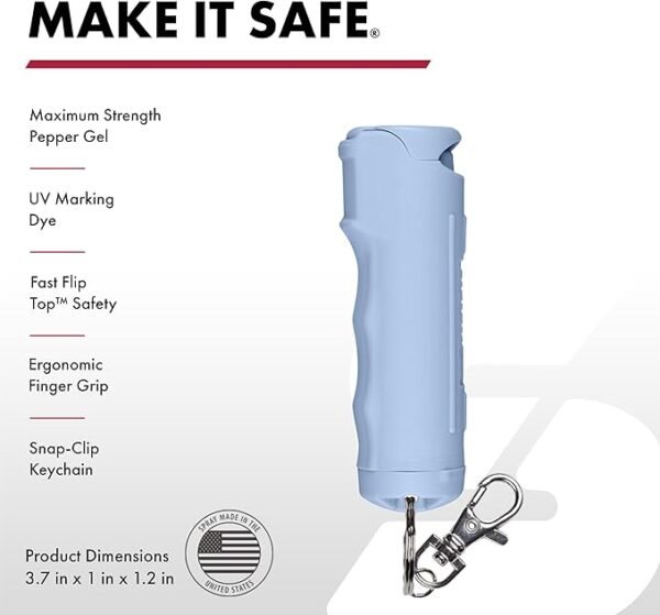 SABRE Pepper Gel with Fast Flip Top, Maximum Strength OC Spray, Snap Clip for Easy Carry and Fast Access, Finger Grip for More Accurate and Faster Aim, UV Marking Dye, 0.54 fl oz, Easy to Use Safety