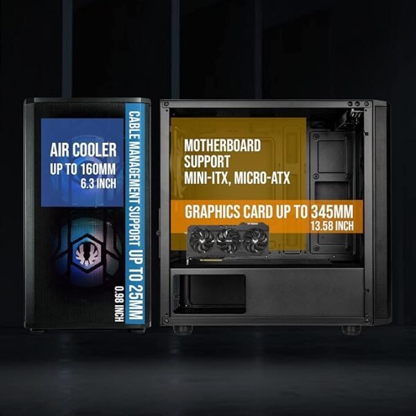 BitFenix Nova Mesh mATX (Micro ATX, Mini ITX) High Airflow PC Gaming Case ARGB Edition Black - Image 2