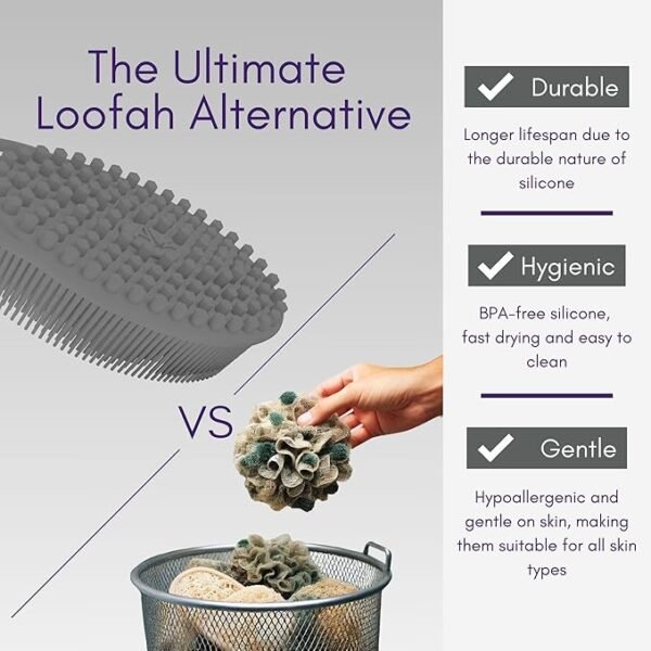 Avilana Silicone Body Scrubber – Dual-Sided Silicone Loofah for Shower, Body Scrubber for Men & Women, Gentle Loofa Alternative, Easy-to-Clean Silicone Body Scrubber Exfoliator - Image 6