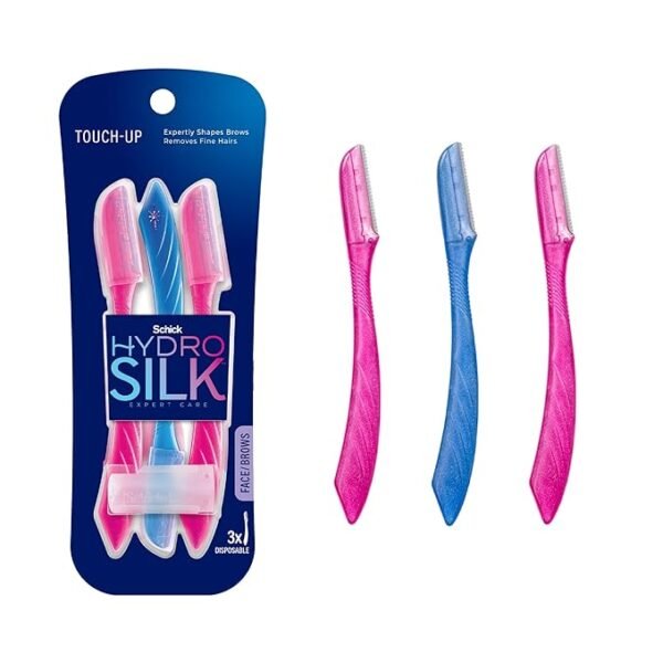 Schick Hydro Silk Touch-Up Dermaplaning Tool with Precision Cover, 3ct | Dermaplane Razor, Face Razors for Women, Eyebrow Razor, Facial Razor, Dermaplaning Razor, Womens Face Razor Peach Fuzz Remover - Image 2