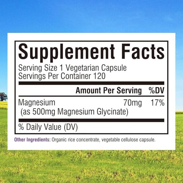 Innate Vitality Magnesium Glycinate 500mg | 70mg Elemental Magnesium Supplement- High Absorption, Non Buffered, Non-GMO & No Gluten - Nerve, Muscle, Bone & Heart Health - 120 Vegan Capsules Magnesio - Image 7