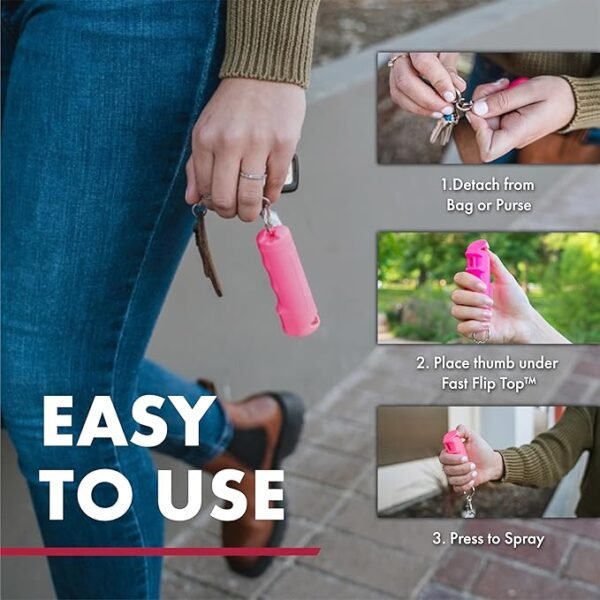 SABRE Pepper Gel with Fast Flip Top, Maximum Strength OC Spray, Snap Clip for Easy Carry and Fast Access, Finger Grip for More Accurate and Faster Aim, UV Marking Dye, 0.54 fl oz, Easy to Use Safety - Image 2