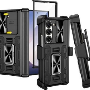 VEGO for Galaxy Z Fold 6 Case with Belt Clip Holster, 360°Ring Magnetic Kickstand & Camera