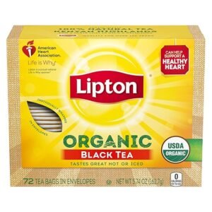 Lipton Organic Tea Bags, Black Tea, Iced or Hot Tea, Can Support Heart Health, 360 Total Tea Bags (72ct - Pack of 5)