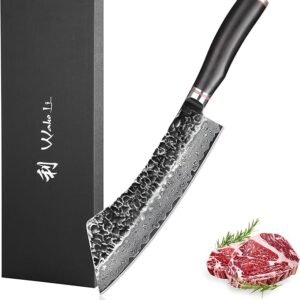 Wakoli BBQ Hakata Bocho Knife, 9-inch Blade Damascus Chef Knife made of 67 Layers Damascus Steel with VG10 Core