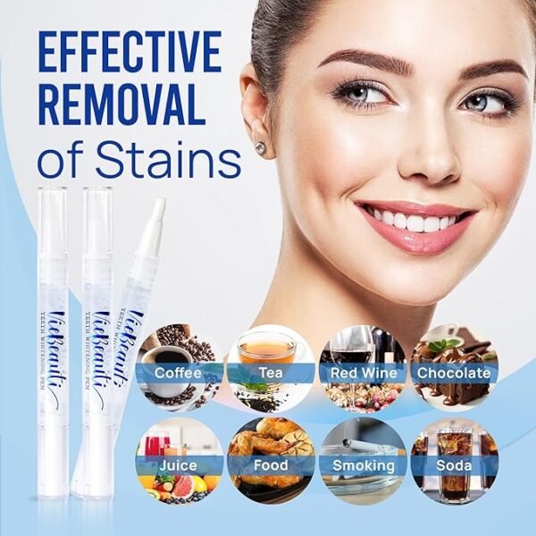 VieBeauti Teeth Whitening Pen (3 Pcs), 30+ Uses, Effective, Painless, No Sensitivity, Travel-Friendly, Easy to Use, Beautiful White Smile, Mint Flavor - Image 7