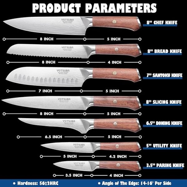 YOTSUBA Kitchen Knife Set, 7PCS Kitchen Knives Set High Carbon Stainless Steel Sharp Knife - Image 2