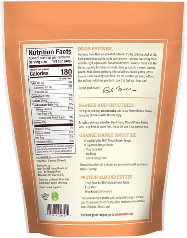 Bob's Red Mill Gluten Free Almond Protein Powder 14 oz (Pack of 1) - Image 3