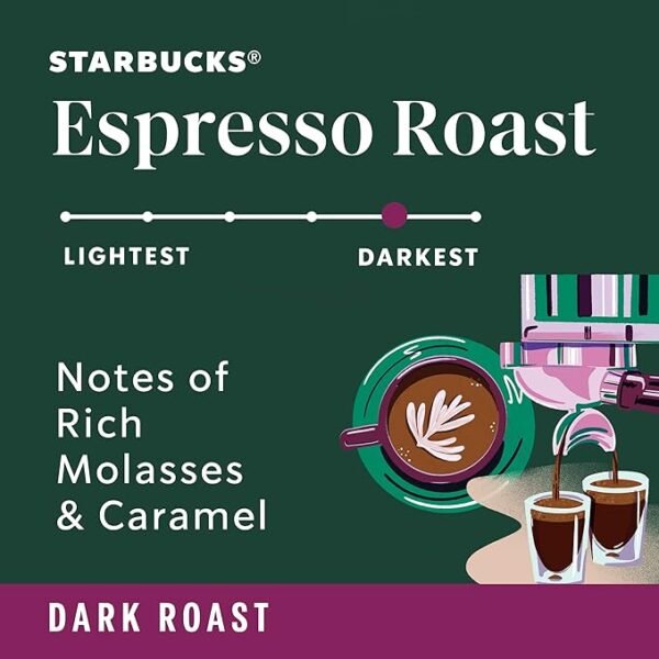 Starbucks Whole Bean Coffee, Dark Roast Coffee, Espresso Roast, 100% Arabica, 1 bag (18 oz) - Image 2