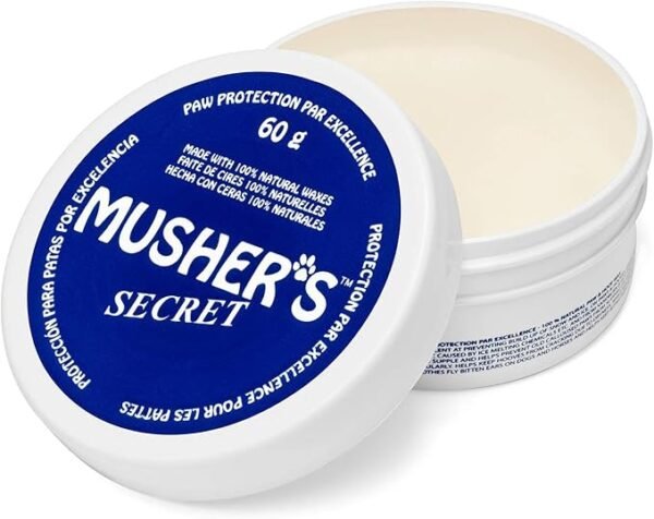 Musher's Secret Dog Paw Wax 60 g (2.1 oz) - Moisturizing Dog Paw Balm that Creates an Invisible Barrier That Protects and Heals Dry Cracked Paws - All-Natural with Vitamin E and Food-Grade Ingredients