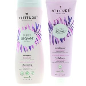 ATTITUDE Super Leaves Moisture Rich Shampoo & Conditioner Bundle With Quinoa, Vitamin B5, Jojoba, Indian Cress, Watercress & Jasmine, Guava, 16 + 8 Fl Oz, 2 Count