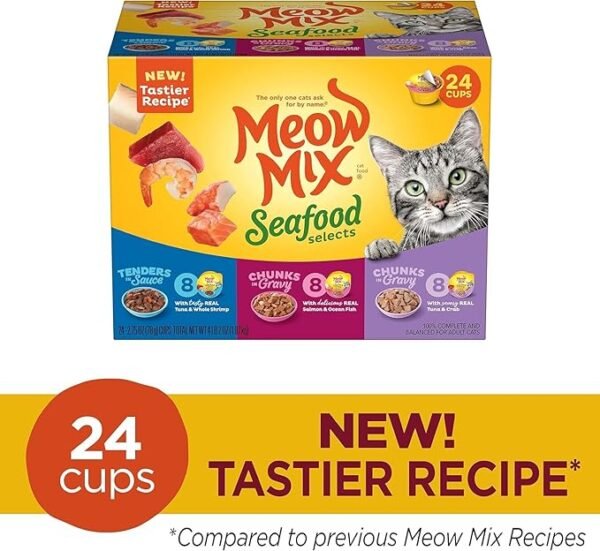 Meow Mix Seafood Selects Wet Cat Food Variety Pack, 2.75 Ounce (Pack of 24)