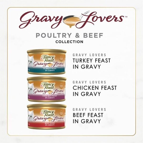 Purina Fancy Feast Gravy Lovers Poultry and Beef Grilled Gourmet Wet Cat Food Variety Pack - (30) 3 oz. Cans - Image 3