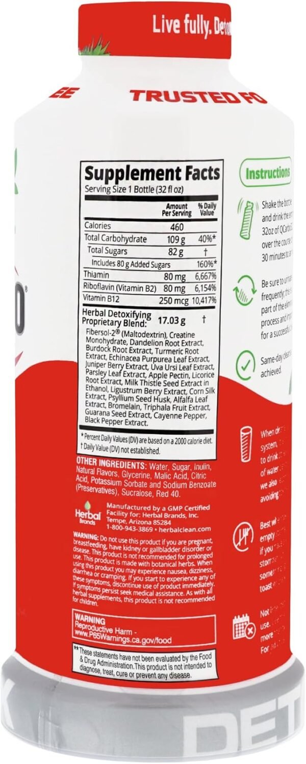 Herbal Clean QCarbo32 Same-Day Premium Detox Drink, Stronger 17.03g Blend (Tropical Flavor, 32 Fl Oz) - Image 2