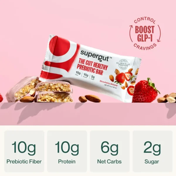 Supergut Prebiotic Bars | Meal Replacement | Boost GLP-1 | High Fiber and Protein | No Added Sugar | Keto Food, Meal, Snack (Strawberry Almond, 12 Count)  71S-pB0a9pL._SL1500_.webp Supergut Prebiotic Bars | Meal Replacement | Boost GLP-1 | High Fiber and Protein | No Added Sugar | Keto Food, Meal, Snack (Strawberry Almond, 12 Count) - Image 2