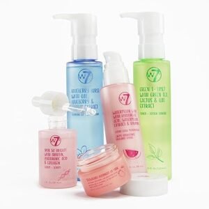 W7 Self-Care Skincare Set - 5 Step Daily Routine - Moisturizer, Serum, Toner,