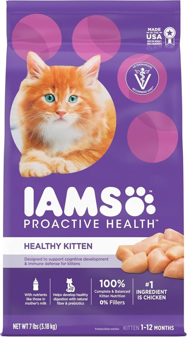 IAMS PROACTIVE HEALTH Healthy Kitten Dry Cat Food with Chicken, 7 lb. Bag