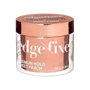 KISS COLORS & CARE Maximum Hold Edge Fixer, Non-Greasy Gel Formula Infused With Biotin B7, 24 Hour Hold, ‘Sweet Peach’ Scented, 3.38 Fl. Oz. (100 ml)