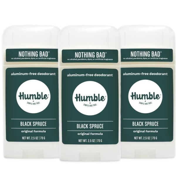 HUMBLE BRANDS Original Formula Aluminum-free Deodorant. Long Lasting Odor Control with Baking Soda and Essential Oils, Black Spruce Deodorant, 2.5 oz, 3 Pack - Image 2