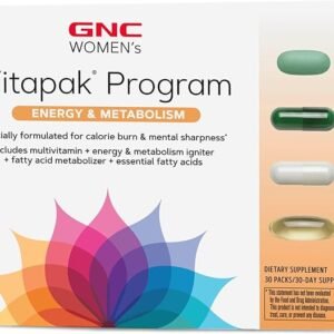 GNC Women's Vitapak Program - Energy & Metabolism | Complete Nutrient System Designed for Women | Supports Increased Energy & Metabolism Plus Performance & Focus |Daily Supplement | 30 Packs