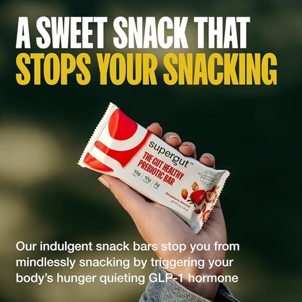 Supergut Prebiotic Bars | Meal Replacement | Boost GLP-1 | High Fiber and Protein | No Added Sugar | Keto Food, Meal, Snack (Strawberry Almond, 12 Count)  71S-pB0a9pL._SL1500_.webp Supergut Prebiotic Bars | Meal Replacement | Boost GLP-1 | High Fiber and Protein | No Added Sugar | Keto Food, Meal, Snack (Strawberry Almond, 12 Count) - Image 3