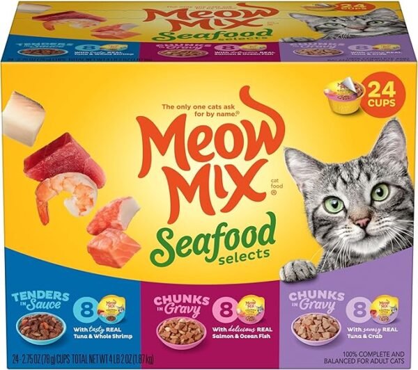 Meow Mix Seafood Selects Wet Cat Food Variety Pack, 2.75 Ounce (Pack of 24) - Image 2