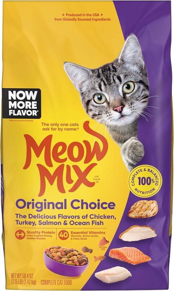 Meow Mix Original Choice Dry Cat Food, 3.15 Pound (Pack of 4), Complete & Balanced Nutrition
