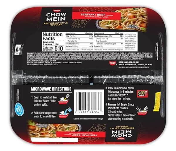 Nissin Chow Mein Noodles, Teriyaki Beef, 4 Ounce (Pack of 8) - Image 3