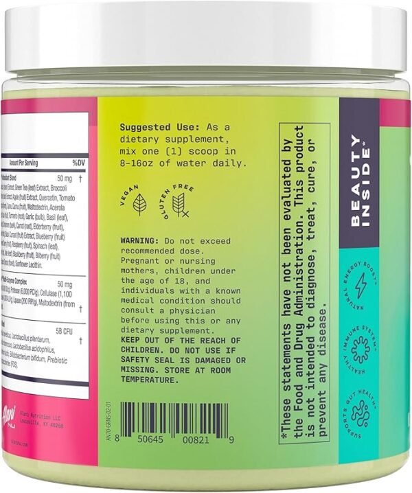 Alani Nu Super Greens Powder Wild Berry | Green Juice Supplement | Spirulina + Wheat Grass Powder | Naturally Flavored | Smoothie Juice Mix | Gluten Free | Vegan | 30 Servings - Image 3