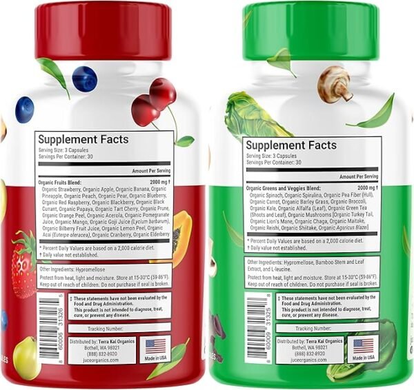 úce Super Fruits & Super Veggies Capsules - Gluten/Gelatin Free, Non GMO - Image 2