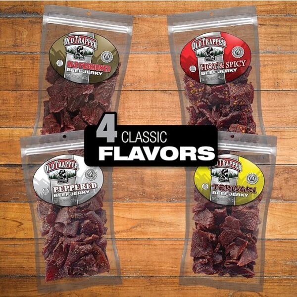 Old Trapper Beef Jerky, Peppered 10-Ounce Pack, Spicy Meat Snacks for Lunches or Between Meals, 11 Grams of Protein, Zero Grams of Fat, and 70 Calories per Ounce (Pack of One) - Image 3