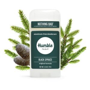 HUMBLE BRANDS Original Formula Aluminum-free Deodorant. Long Lasting Odor Control with Baking Soda and Essential Oils, Black Spruce Deodorant, 2.5 oz, 3 Pack