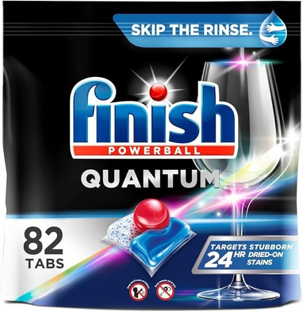 FINISH Quantum Powerball, Dishwasher Pods, Dishwasher Detergent Liquid, Dishwasher Soap, Advanced Clean & Shine, 82ct Dishwasher Tablets - Image 2