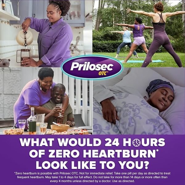 Prilosec OTC, Omeprazole Delayed Release 20mg, Acid Reducer, Treats Frequent Heartburn for 24 Hour Relief, All Day, All Night*, 20mg, 42 Tablets - Image 3